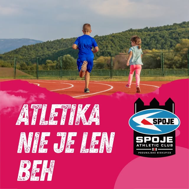 Dvaja mladí športovci a ružová klubová grafika Atletika nie je len beh
